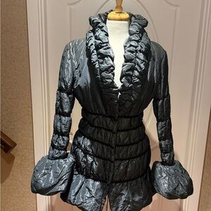 Elegant Black Ruffled Women's Jacket